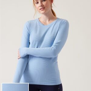 Athleta Flurry Blizzard Rib Blue Top Size Small